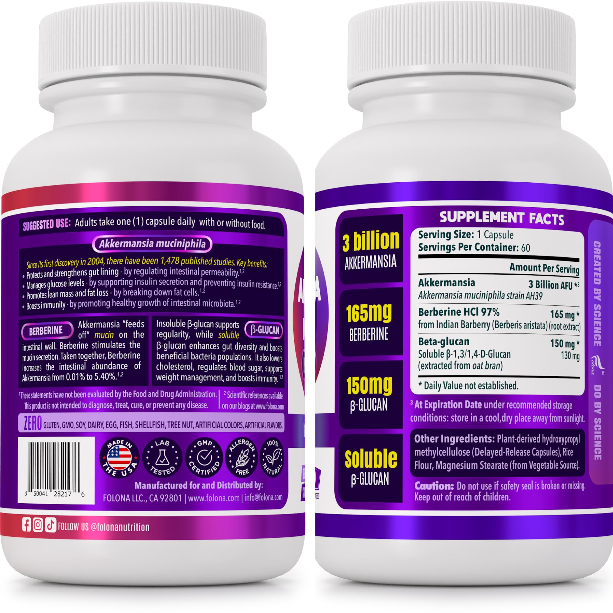 FOLONA GLP-1 probiotic capsules pack for convenient daily gut health