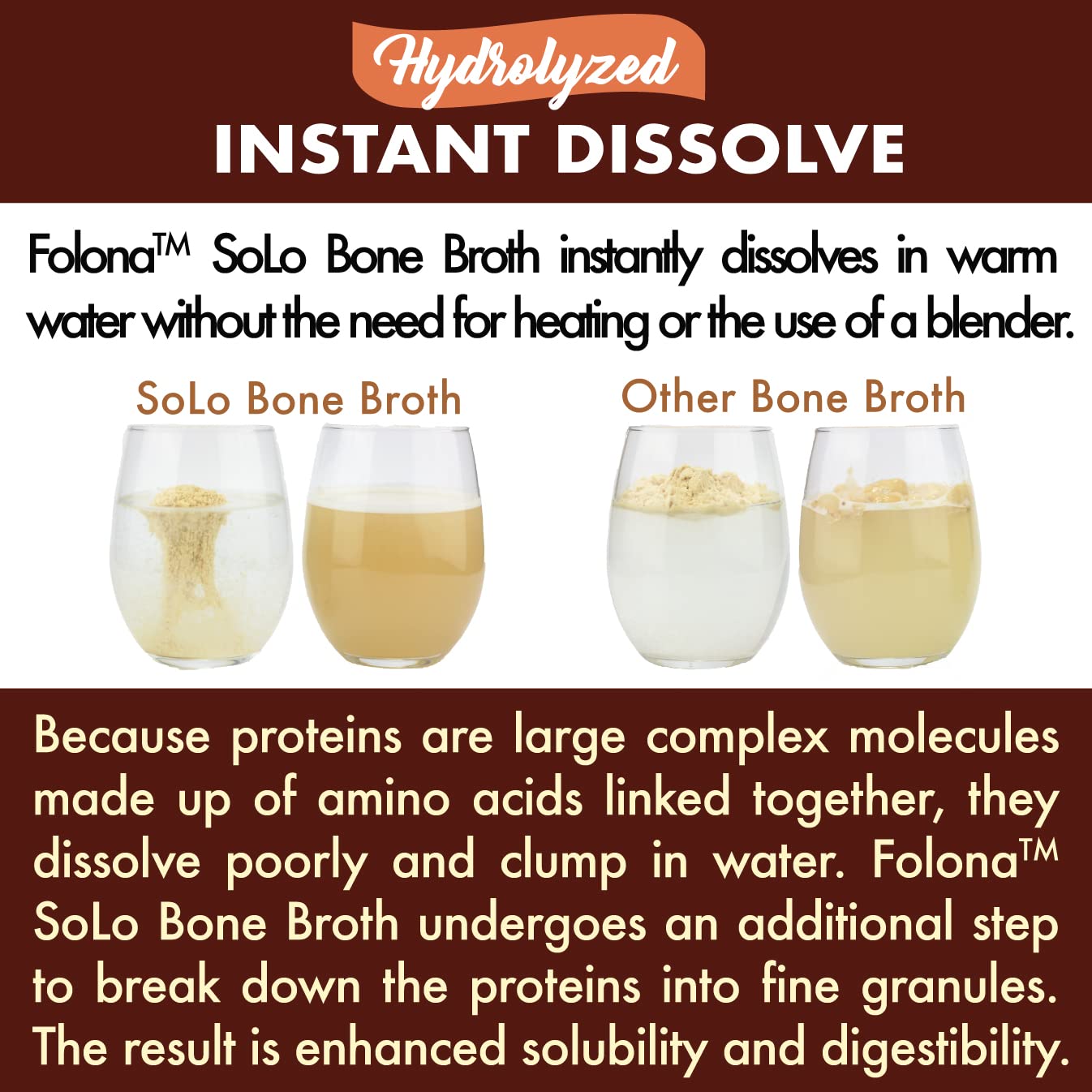 FOLONA Solo grass-fed beef bone broth powder, premium protein source
