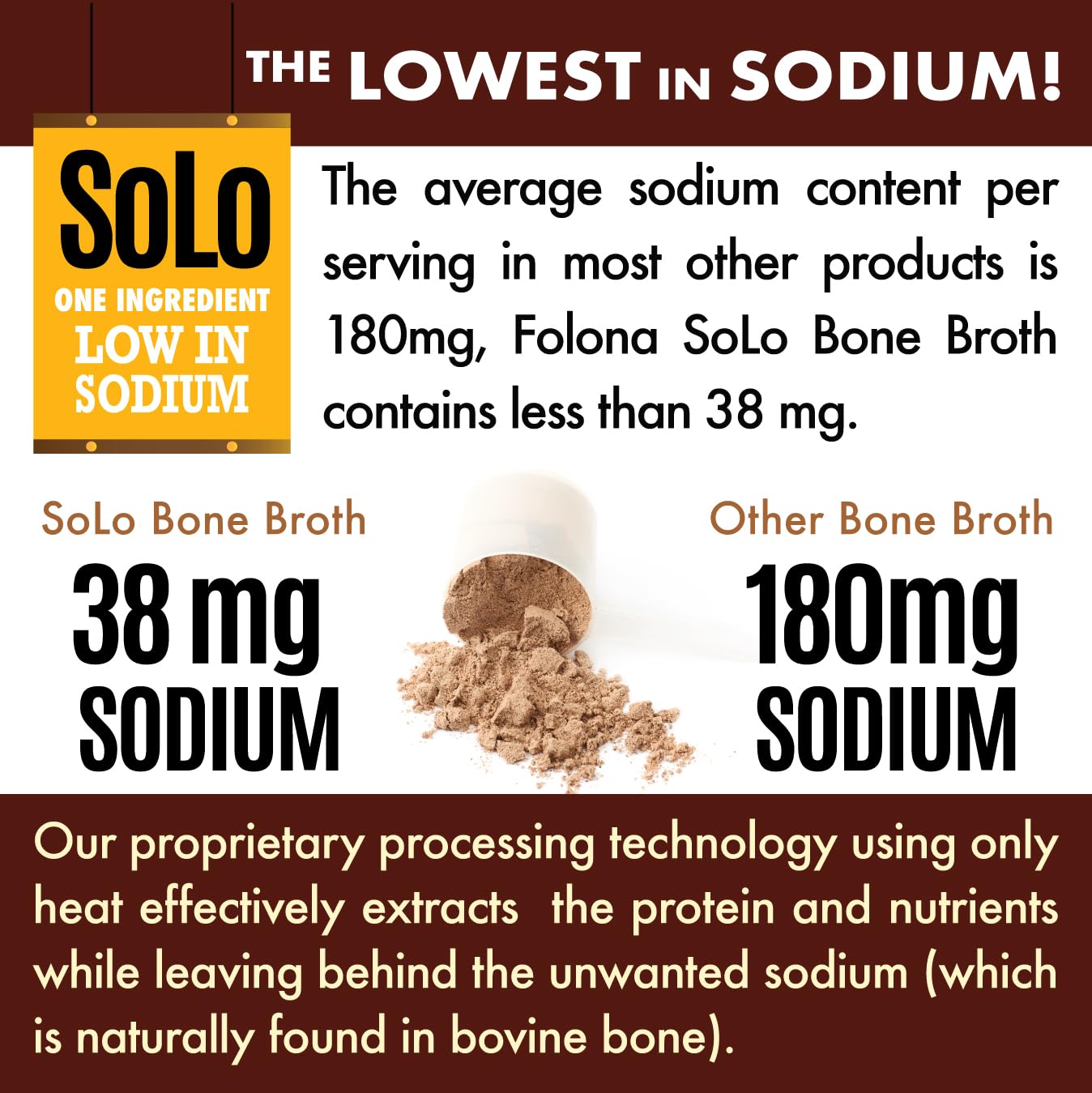 FOLONA Solo low-sodium bone broth powder, a lighter daily option