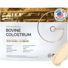 Folqs Bovine Colostrum Powder bottle front highlighting immune support potential.