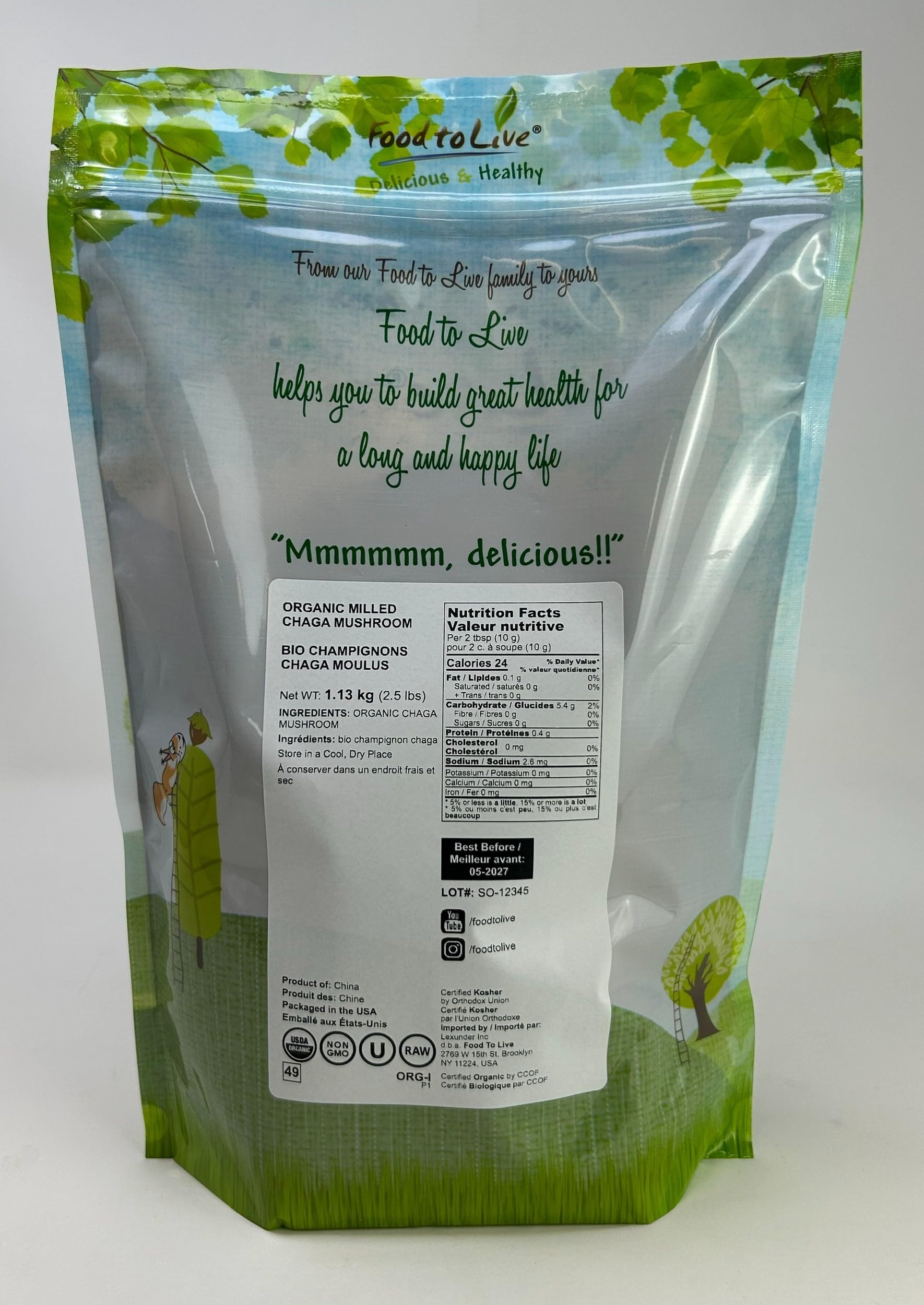 Food to Live Chaga Tea Brew image demonstrates easy preparation for a warming, antioxidant-rich drink.