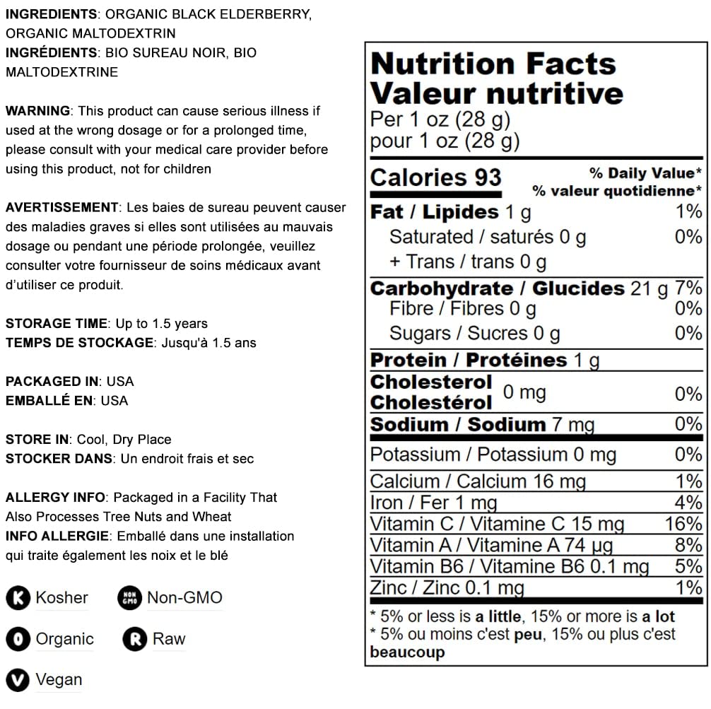 Food to Live elderberry powder from whole berries highlights natural nutrition