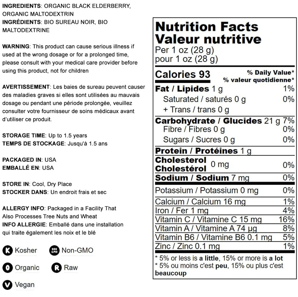 Food to Live elderberry powder from whole berries highlights natural nutrition