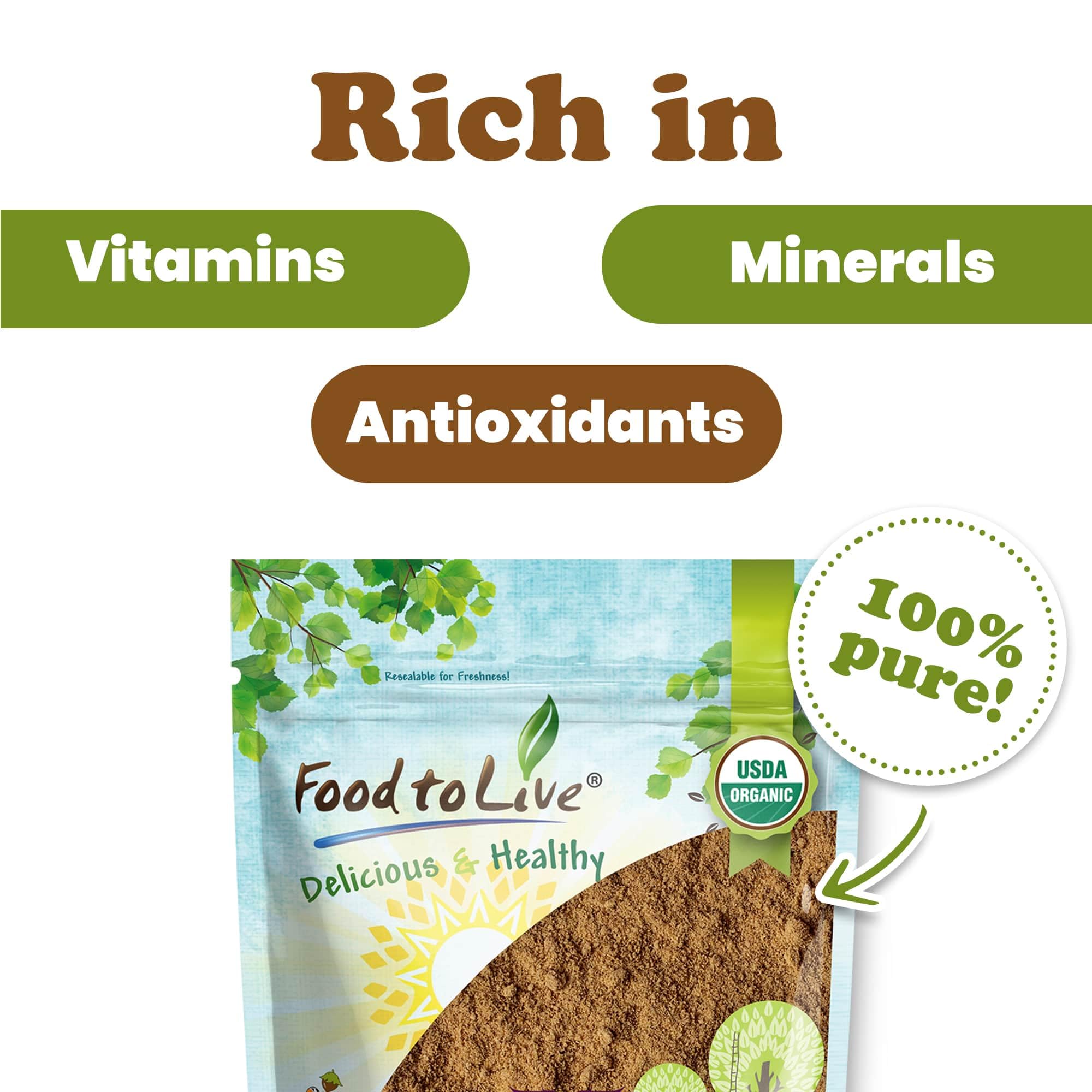 Food to Live Organic Red Reishi Powder used in baking and cooking for flavor depth.
