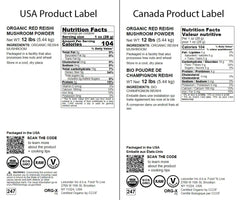 Food to Live Organic Red Reishi Powder label close-up; pure ingredient for smoothies.
