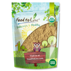 Food to Live Organic Triphala Powder bag on the counter for easy daily use.
