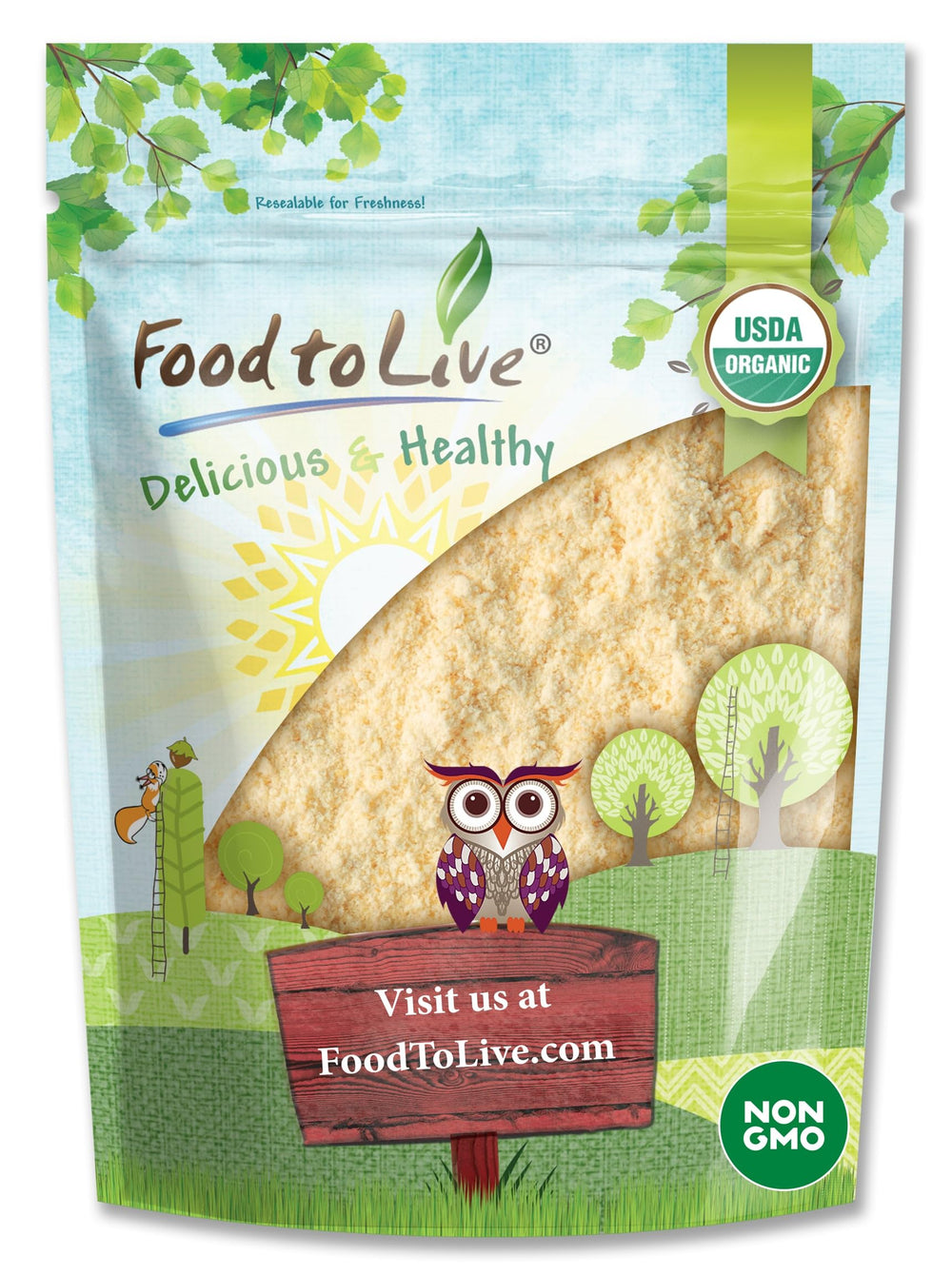 Food to Live Organic Pea Protein Powder bottle close-up, high-protein plant-based supplement for shakes.