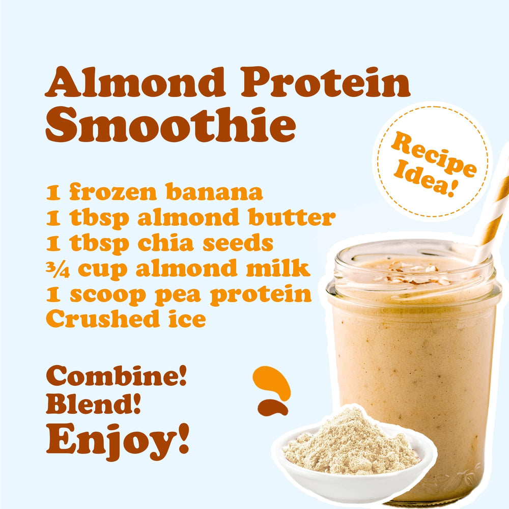 Creamy smoothie with Food to Live pea protein powder and mixed fruit.
