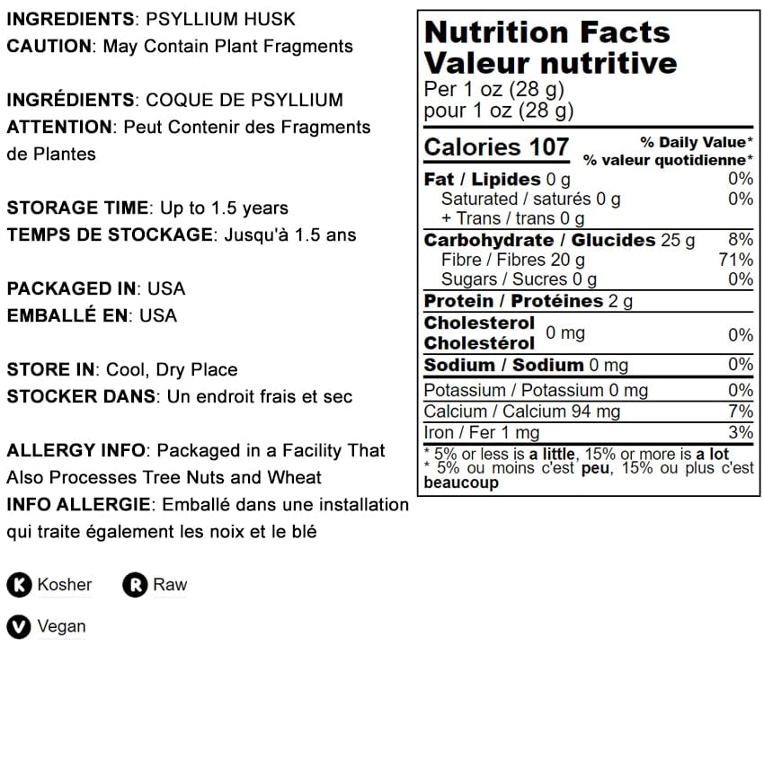 Food to Live Psyllium Husk Powder bulk bag on shelf for bulk purchases.