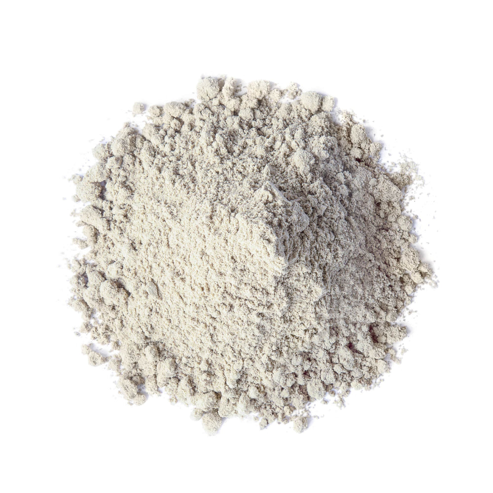 Food to Live Psyllium Husk Powder finely ground texture close-up, ideal for mixing.