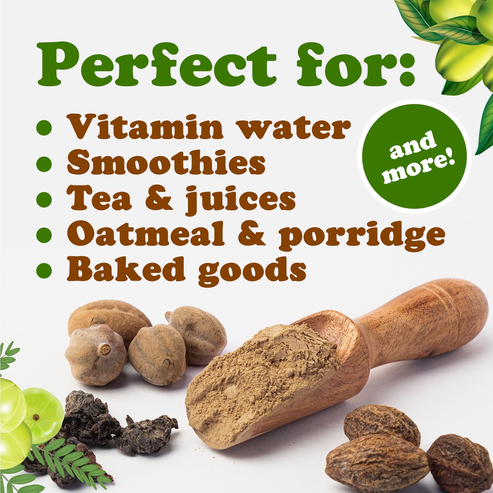 Food to Live Triphala Powder ingredient label highlights the traditional blend.