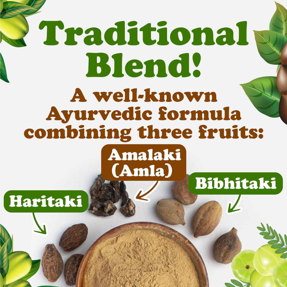 Food to Live Triphala Powder smoothie bowl shows tart, vibrant addition.
