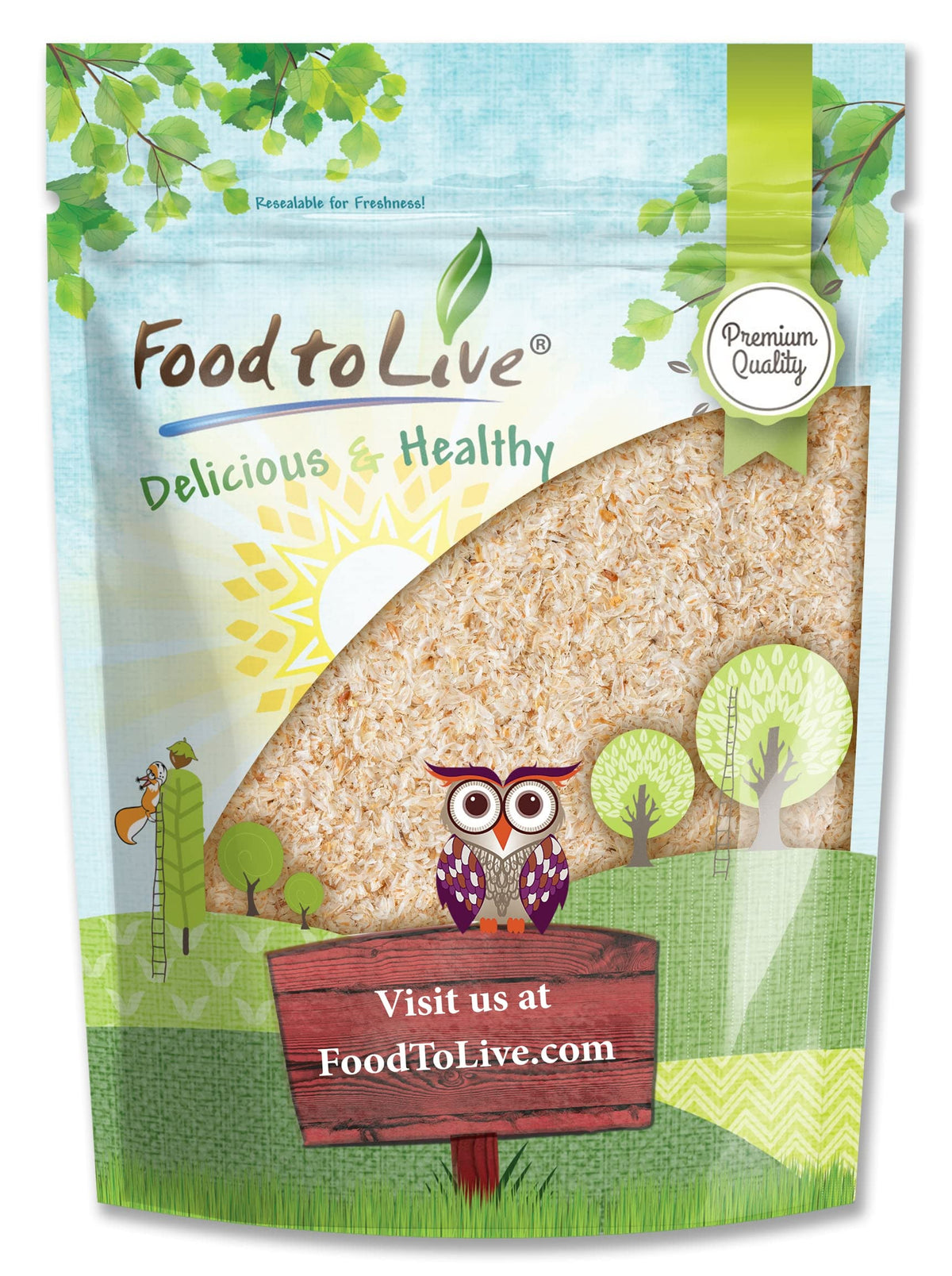 Food to Live Whole Psyllium Husk bottle, premium kosher fiber ingredient.