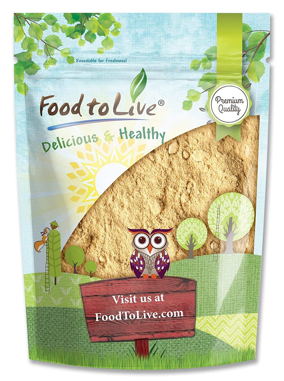 Food to Live Yellow Maca Powder packaging front, ideal for daily nutrition boost.