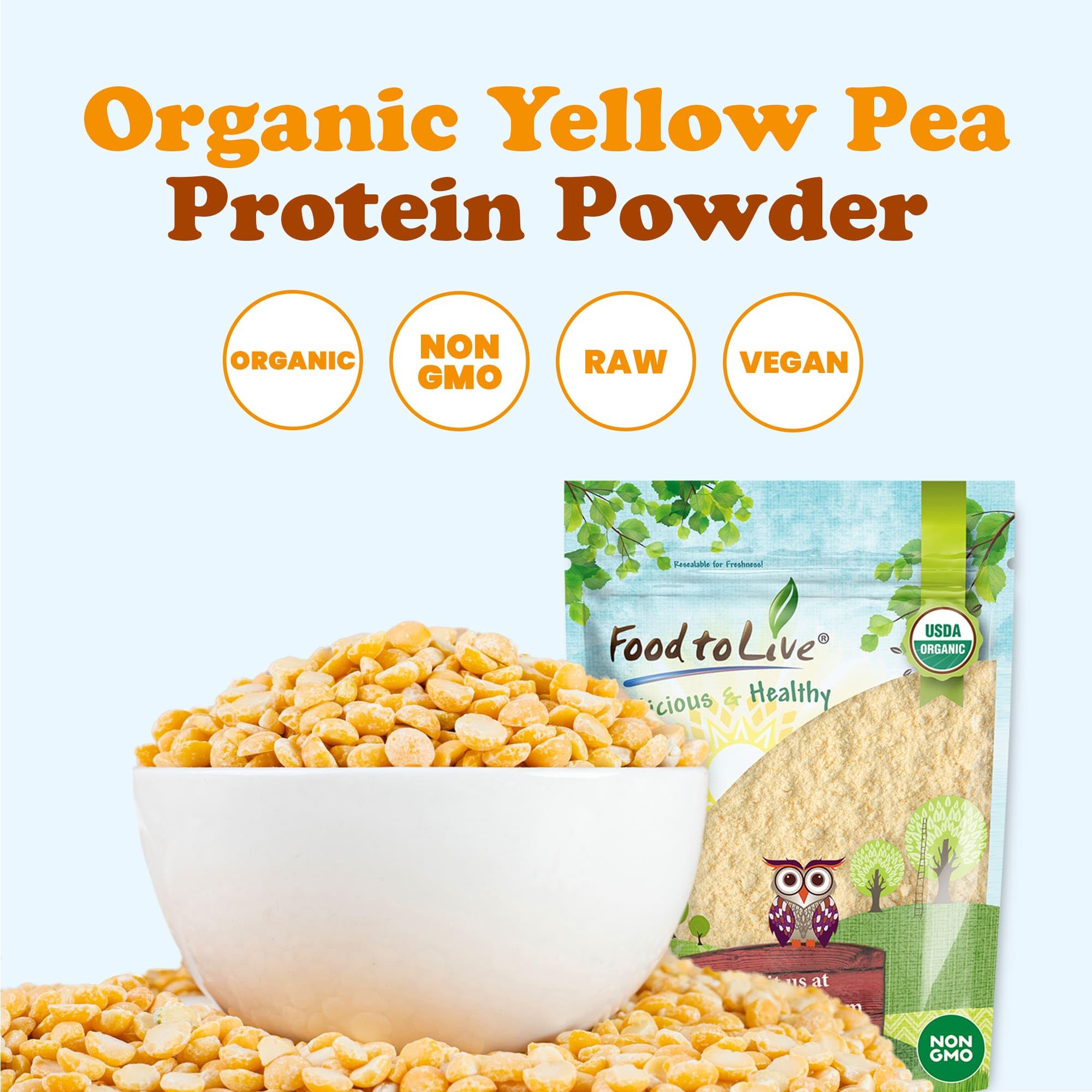 Food to Live Yellow Pea Protein Powder in baking dough for protein-rich treats.