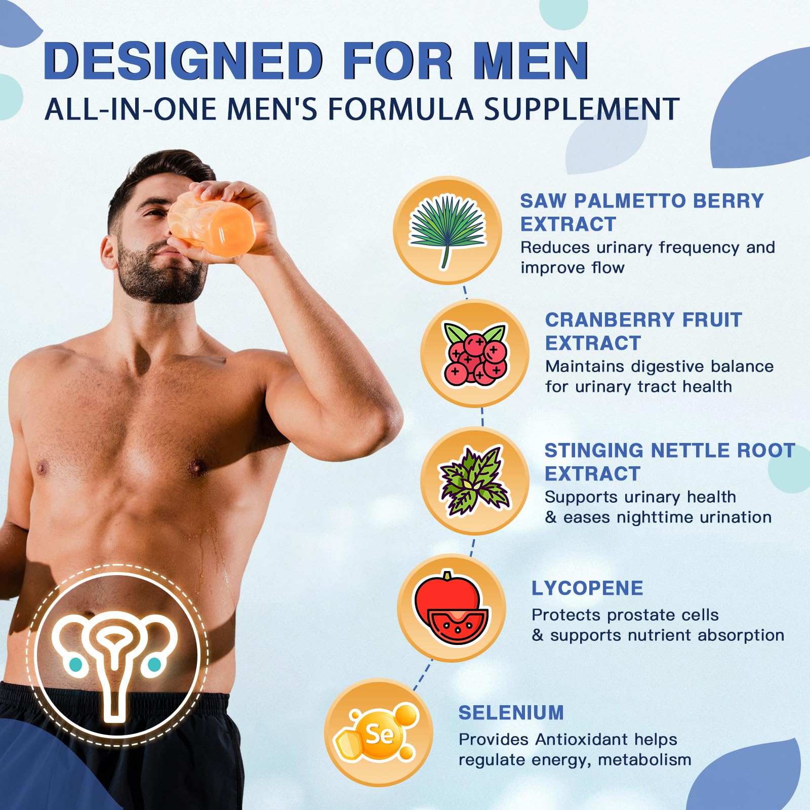 FoodiMed Probiotics for Men with saw palmetto for urinary support.