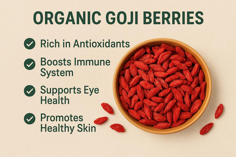Goji Berries in trail mix offer chewy sweetness and fiber.