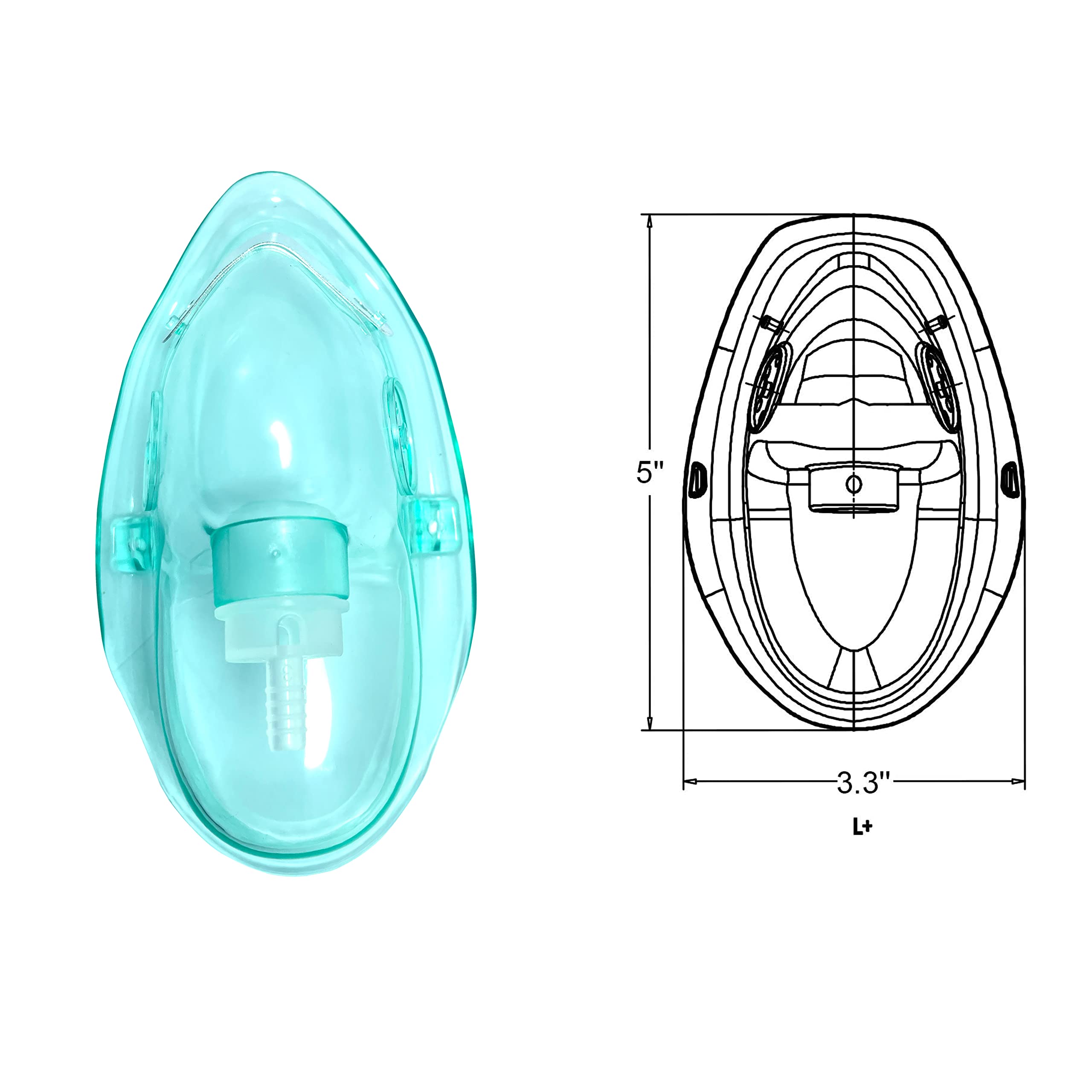 Foqitoxi European-size oxygen mask with 6.6 ft tubing for flexible positioning.