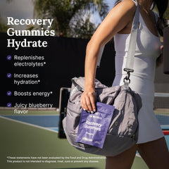 For Wellness Recovery Gummies Hydrate blueberry extract close-up highlighting flavor
