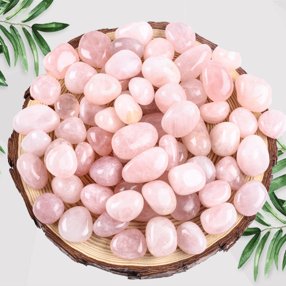 FORBY rose quartz bulk pieces close-up shows natural color variation for crafts.
