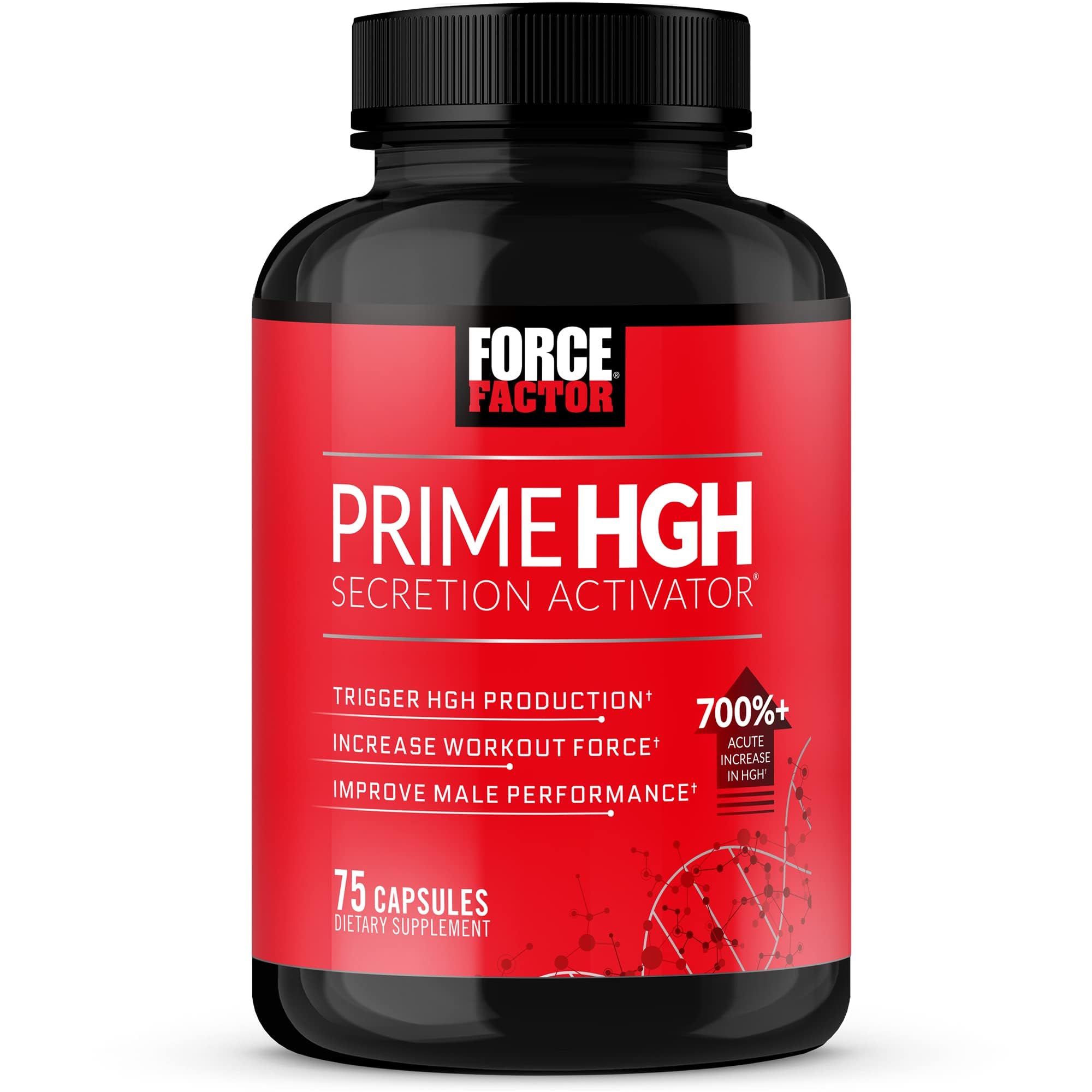 Force Factor Prime HGH Secretion Activator bottle on shelf supports daily athletic performance