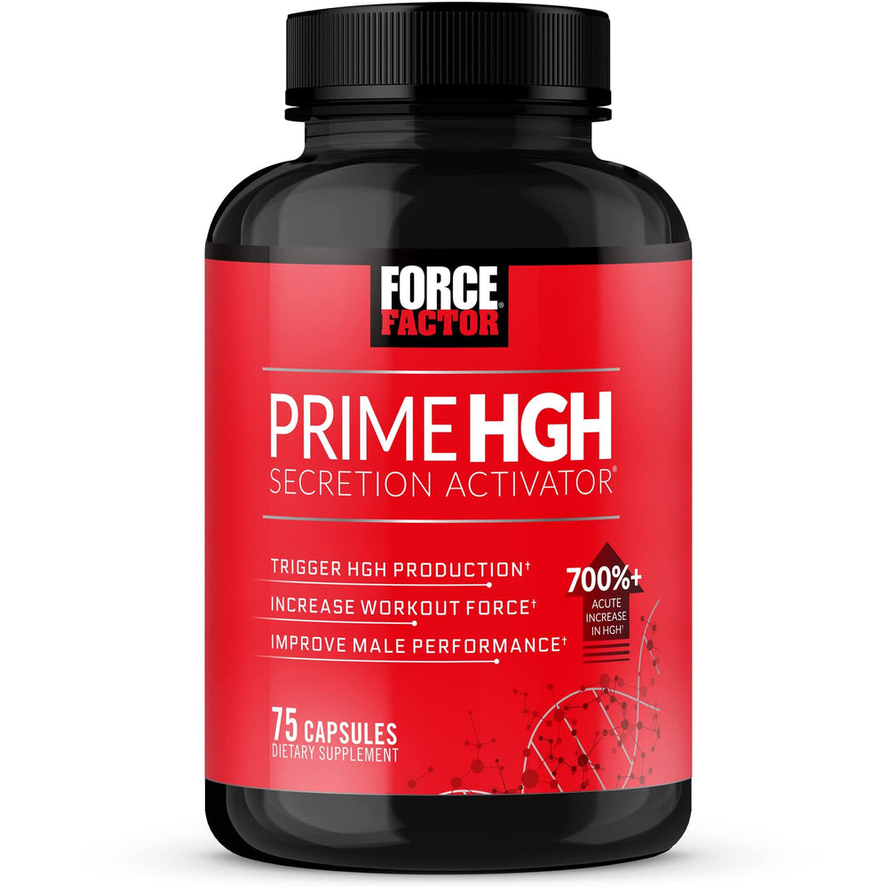 Force Factor Prime HGH Secretion Activator bottle on shelf supports daily athletic performance