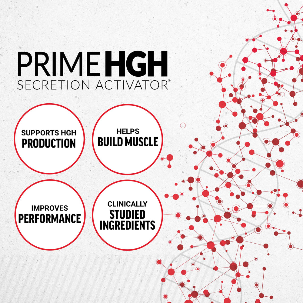 Close-up of Prime HGH capsules highlighting convenient daily dosing during workouts