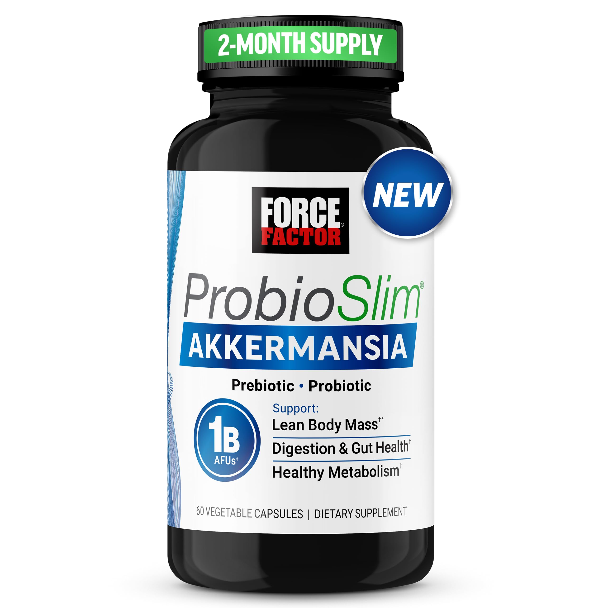 Force Factor ProbioSlim Akkermansia bottle with capsules for daily gut support