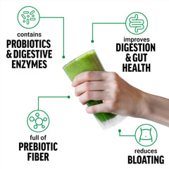 Force Factor Smarter Greens glass with shake for a refreshing daily drink.