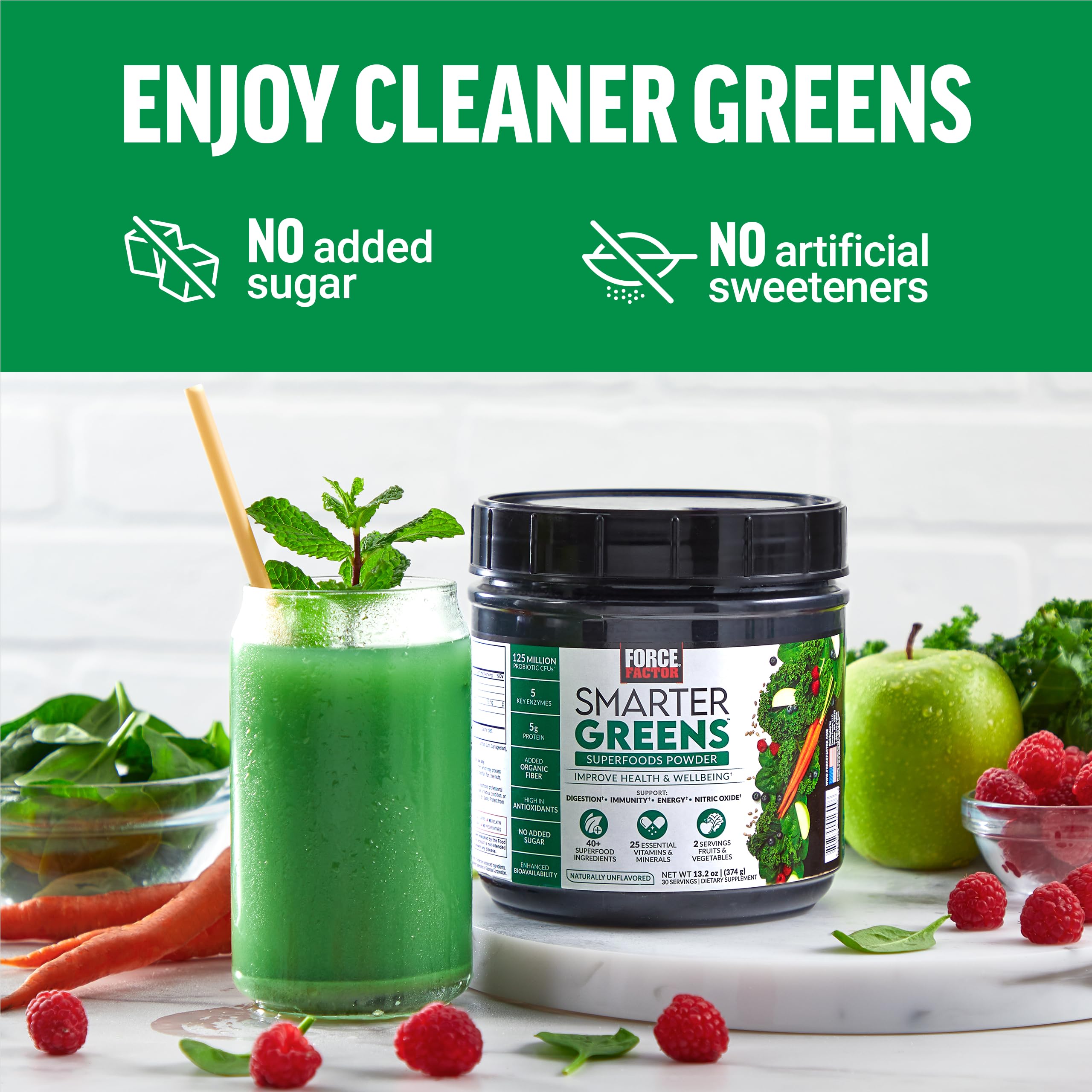 Force Factor Smarter Greens nutrition bag highlighting convenience.