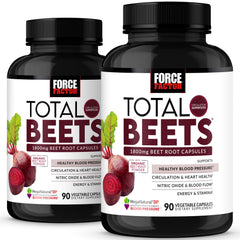 Force Factor Total Beets bottle packaging highlights heart-healthy beet root formula