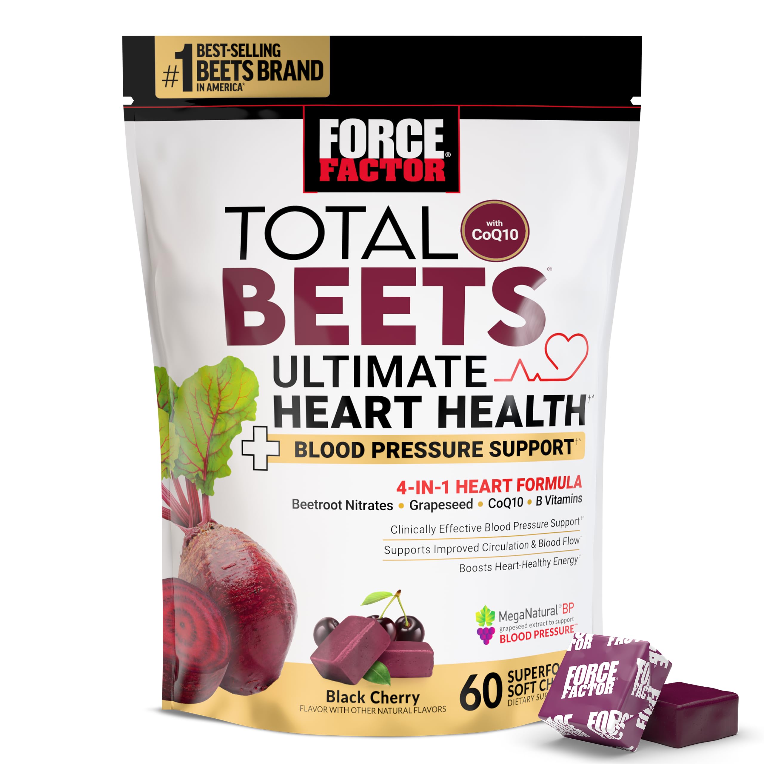 Force Factor Total Beets chews hero shot supports heart function and daily vitality
