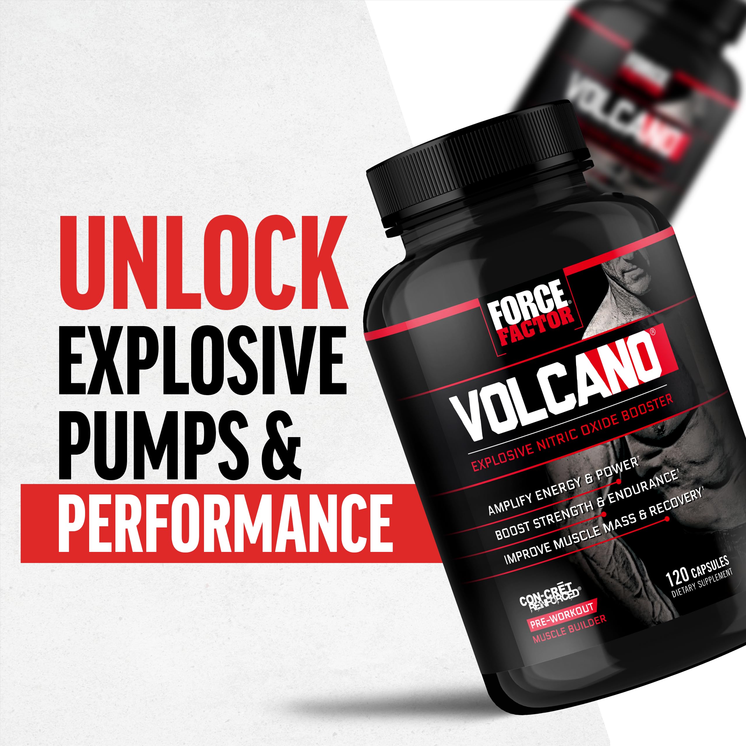 Force Factor VolcaNO workout scene showing intense training