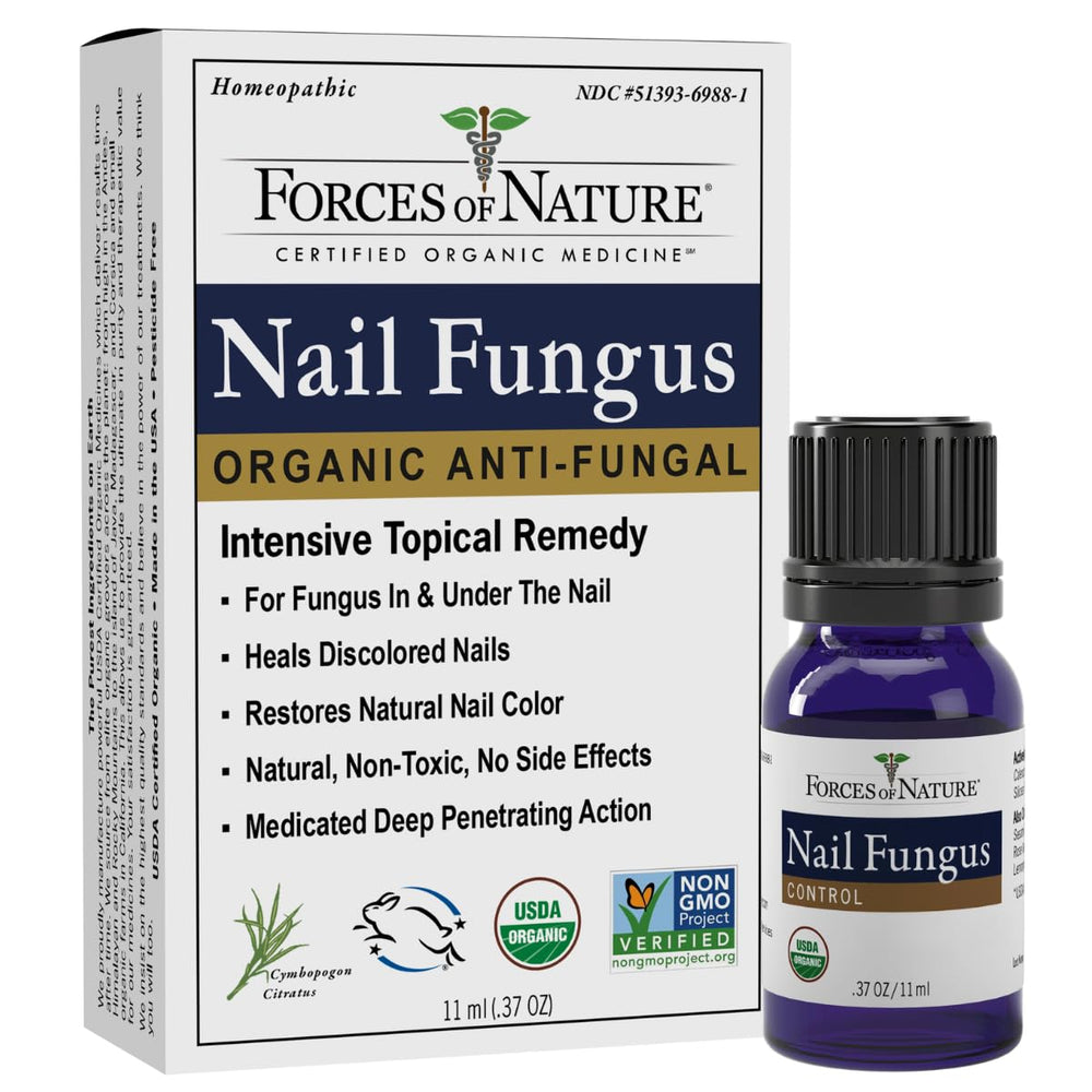 Forces of Nature Toenail bottle pour shows easy application for targeted relief