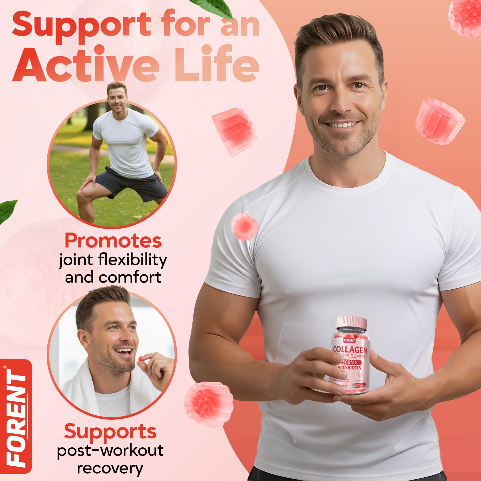Forent collagen gummies packaging with clean design highlighting sugar-free formula.