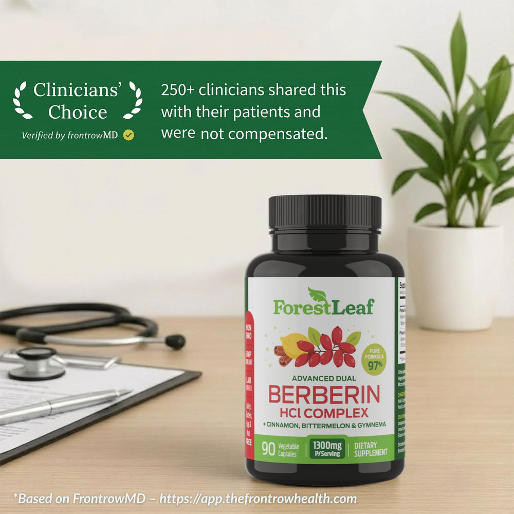 ForestLeaf Berberine bitter melon bottle indicating botanical blend