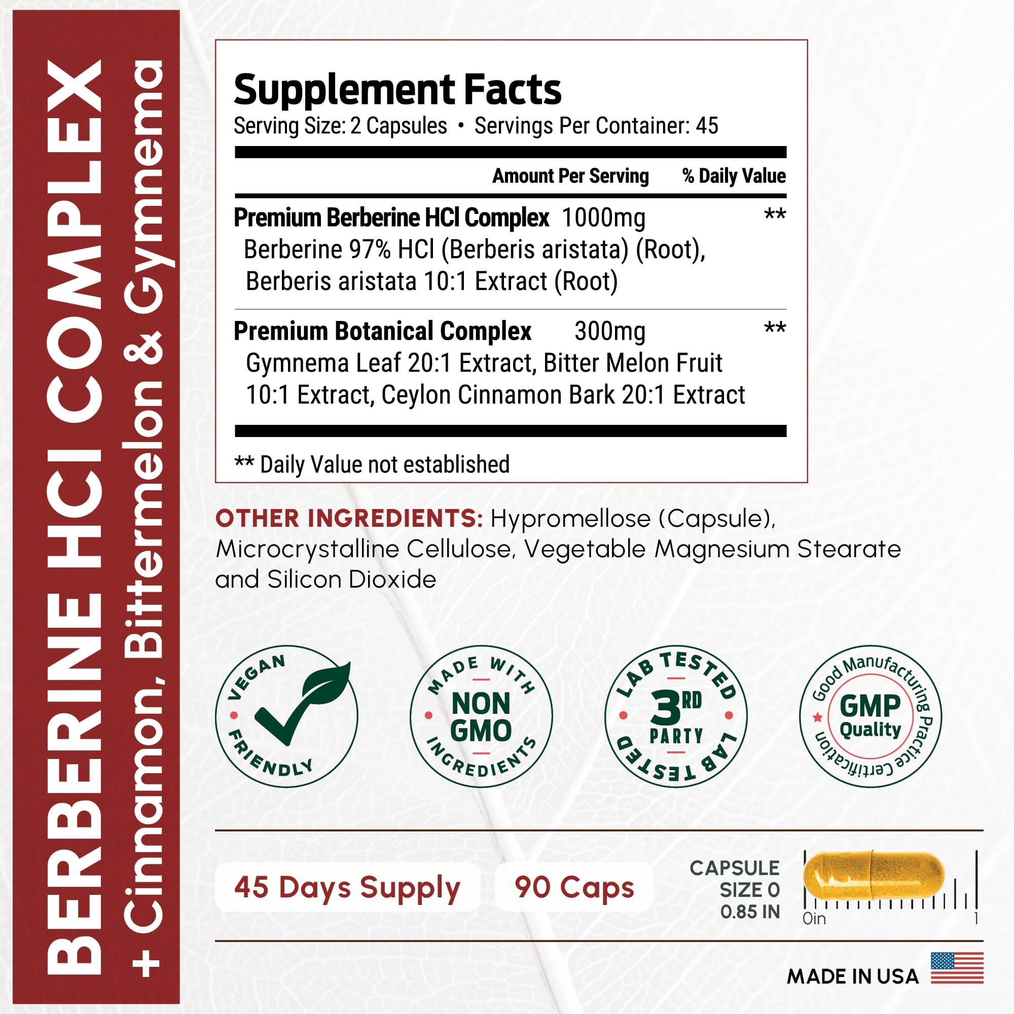 ForestLeaf Berberine bottle close-up highlighting cinnamon addition