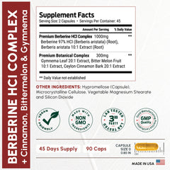 ForestLeaf Berberine bottle close-up highlighting cinnamon addition