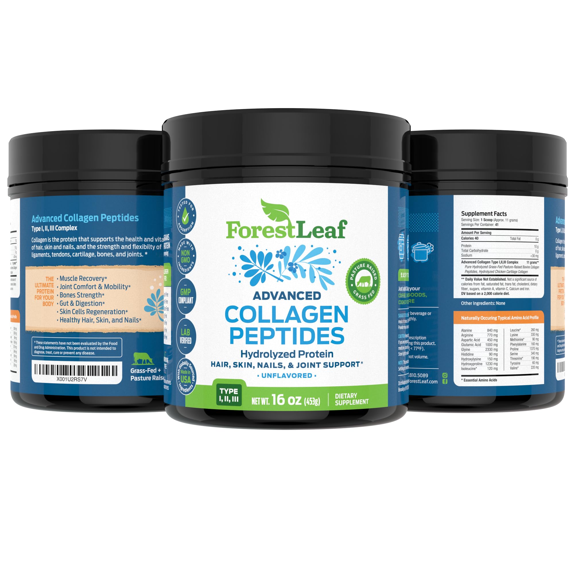 ForestLeaf collagen powder close-up texture hints smooth mixability