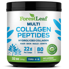 ForestLeaf Collagen Powder unflavored tub; ideal for smoothies and baking.