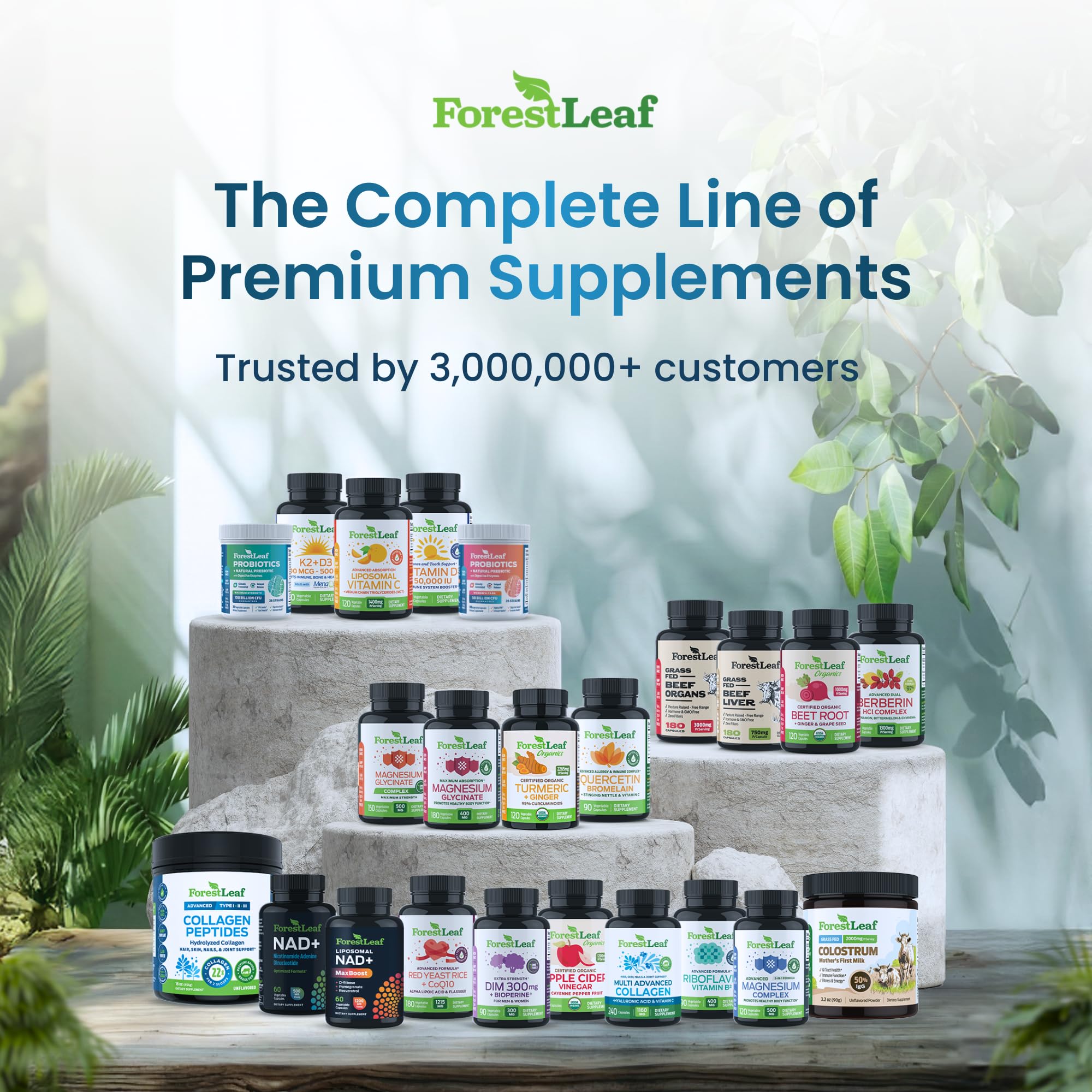 ForestLeaf Made in USA collagen powder; non-GMO and additive-free quality.