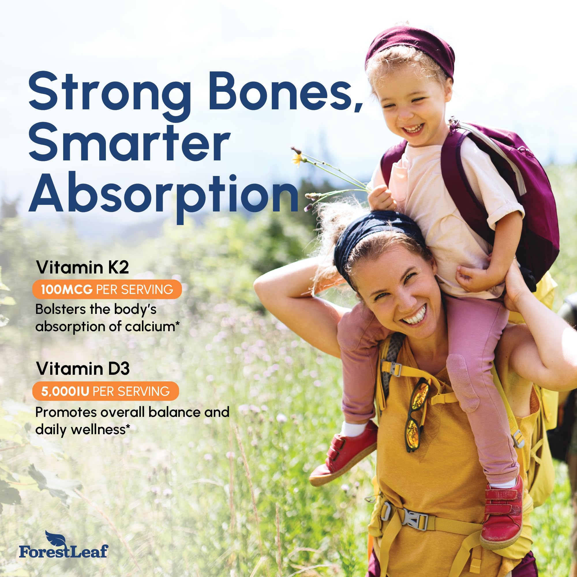 ForestLeaf D3 K2 supports immune balance and calcium absorption.
