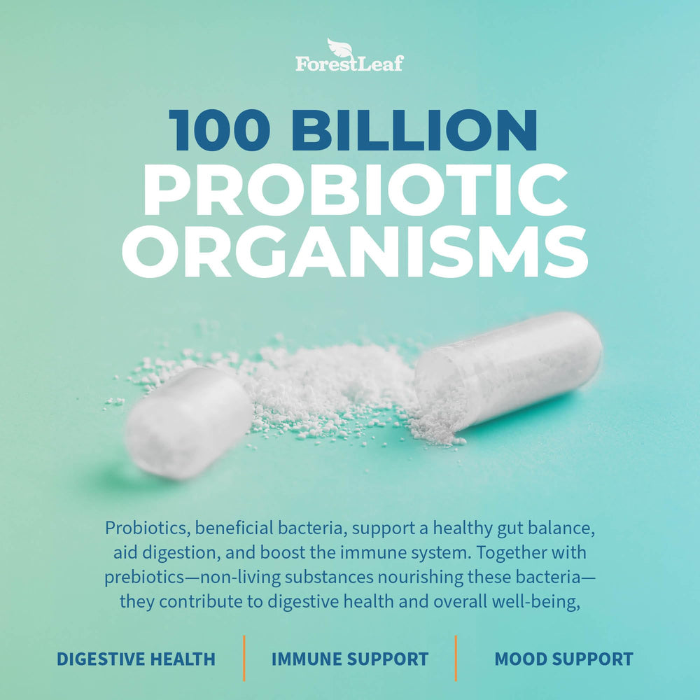 ForestLeaf digestive enzymes and probiotics aid nutrient absorption and comfort.