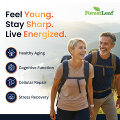 ForestLeaf NAD Resveratrol Capsules label highlights NAD+ and ingredients.