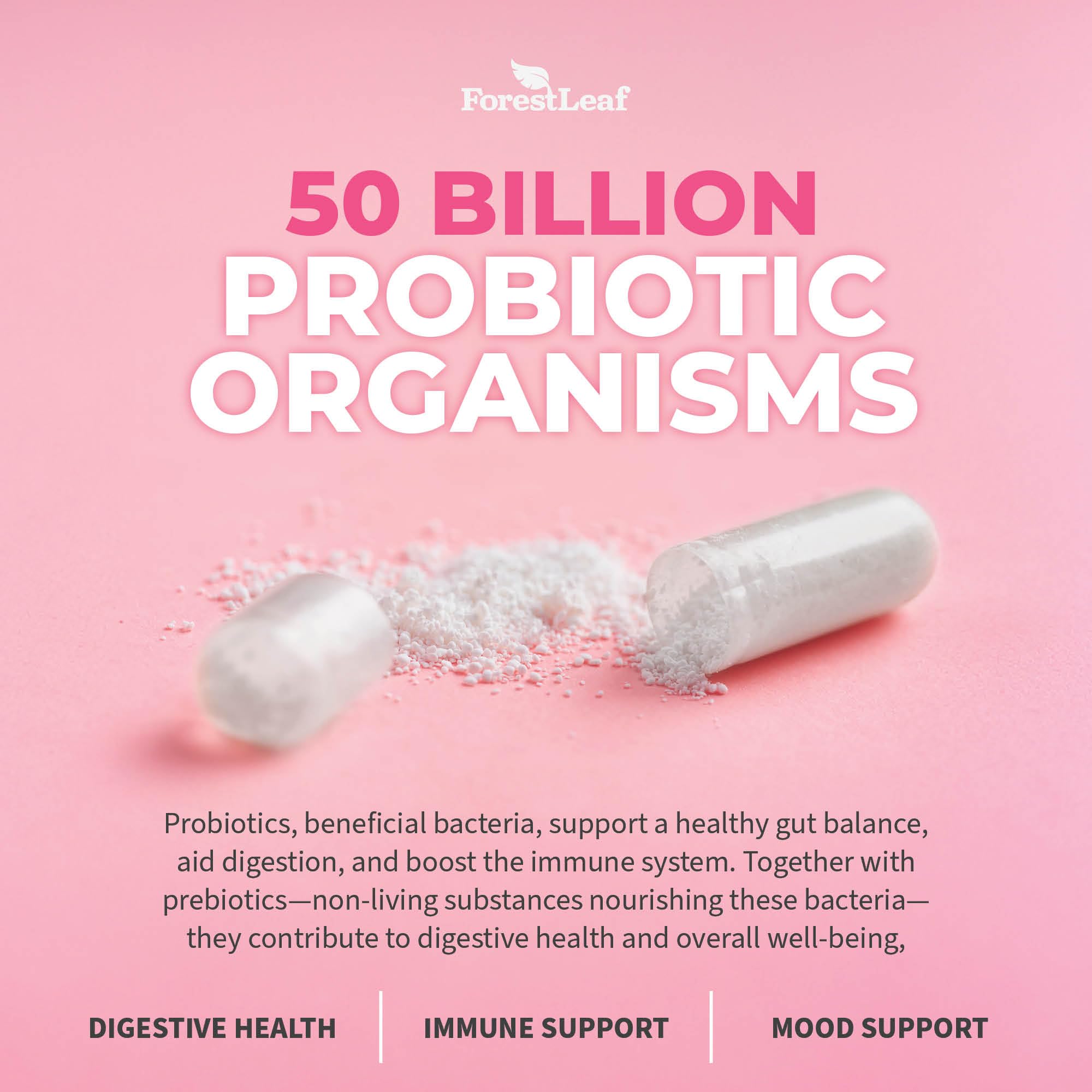 ForestLeaf Probiotics Women cranberry hibiscus and D-Mannose for vaginal and urinary health.