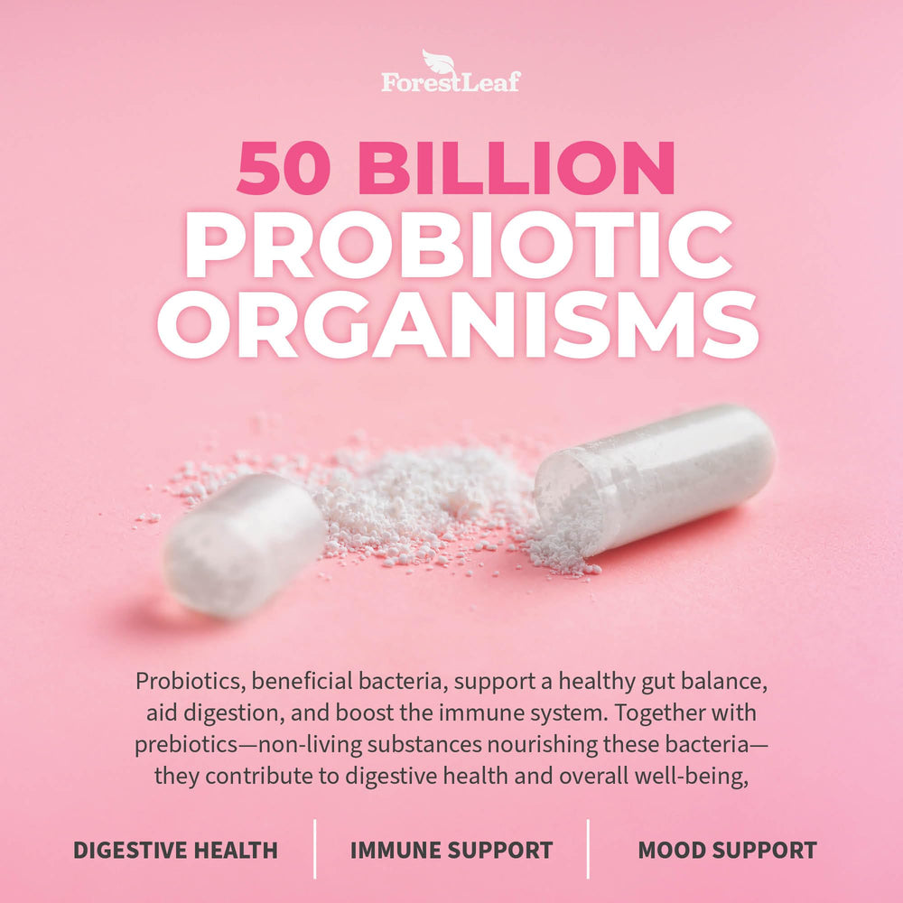ForestLeaf Probiotics Women cranberry hibiscus and D-Mannose for vaginal and urinary health.