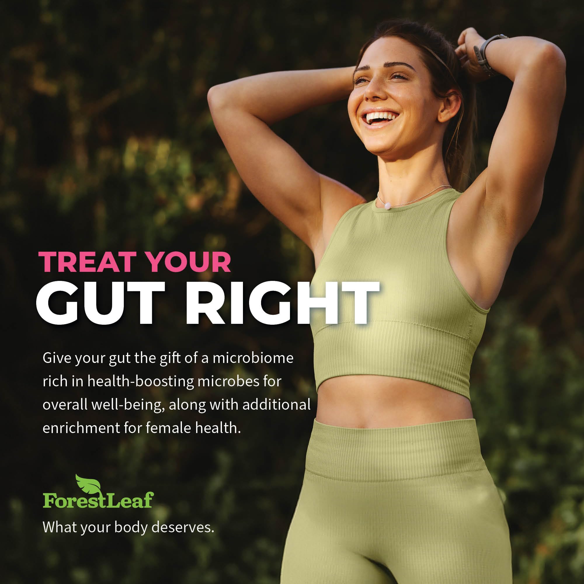 ForestLeaf Probiotics Women digestive health with enzymes for comfortable digestion.
