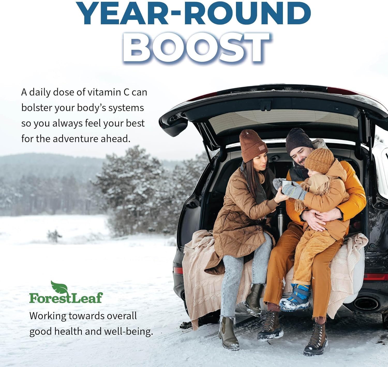 ForestLeaf two capsules per dose icon reminding daily intake with meals.