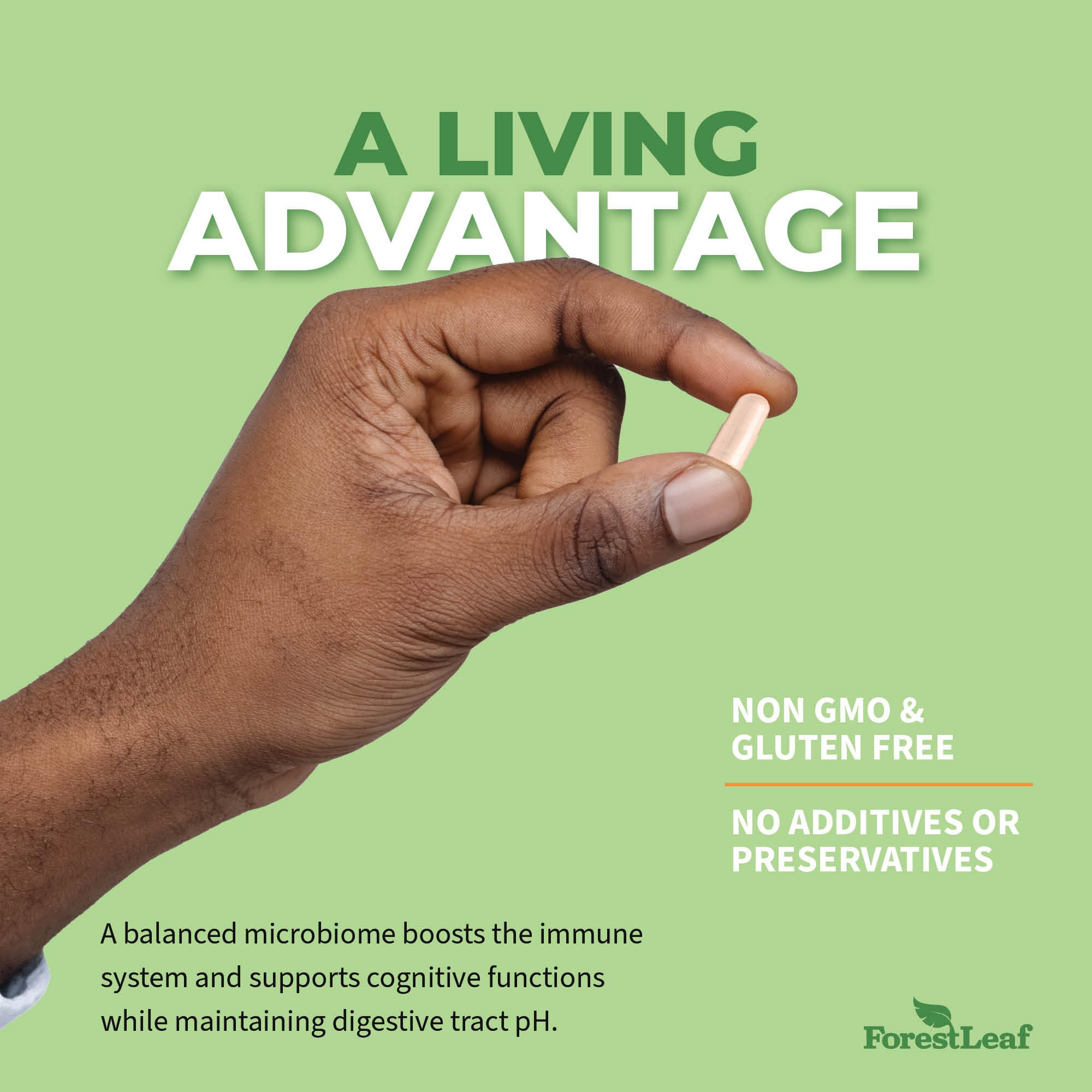 ForestLeaf vegan GMP-certified bottle signals pure, third-party tested formula.
