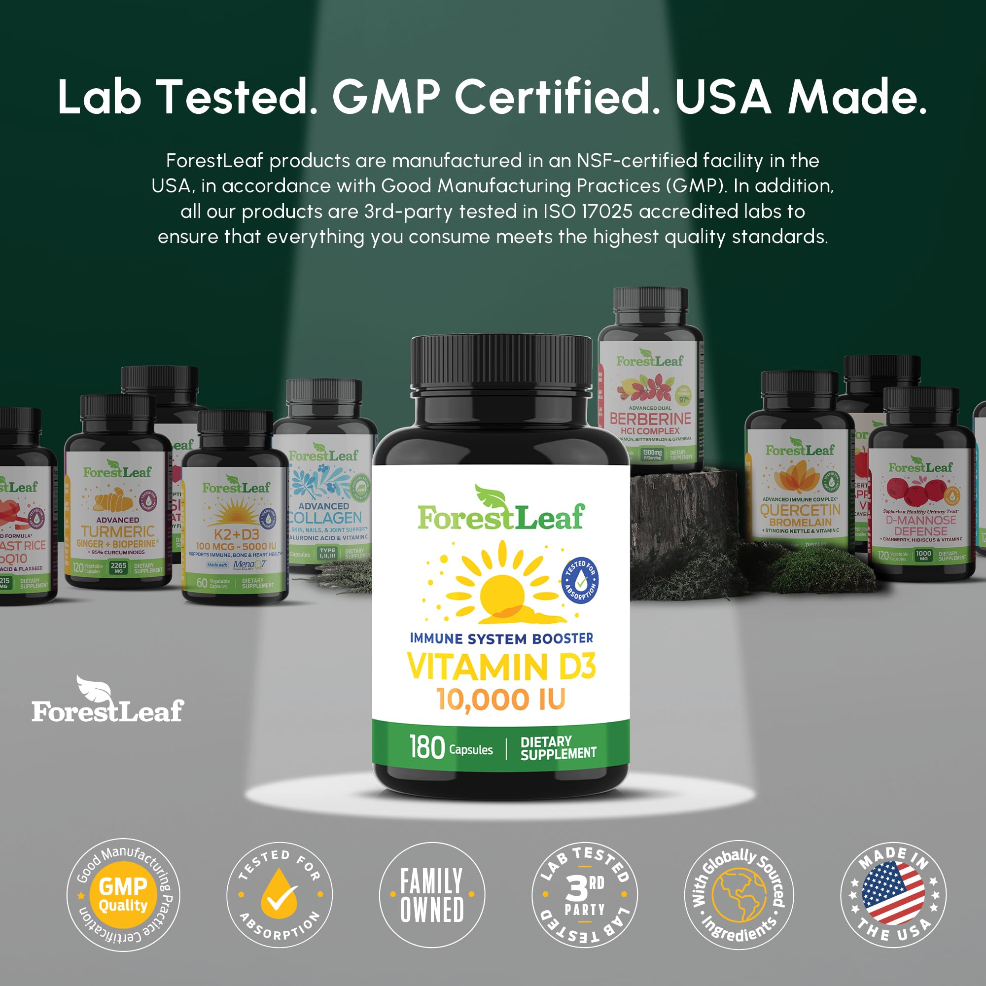 ForestLeaf Vitamin D3 6-month supply pack shown